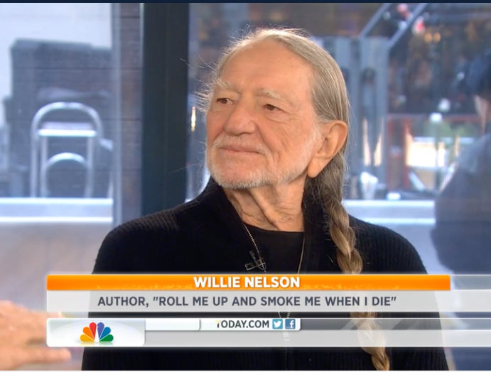 Willie Nelson on a television set