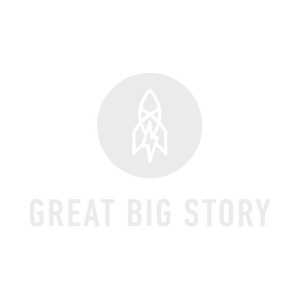 Logo of 'Great Big Story' with a stylized rocket on a white background